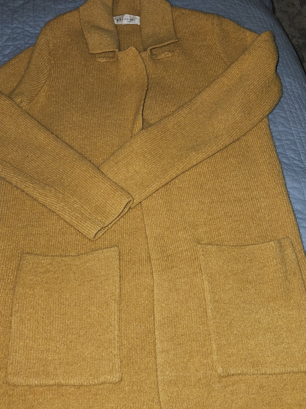 Philosophy Mustard Open-Front Knit Cardigan with Pockets